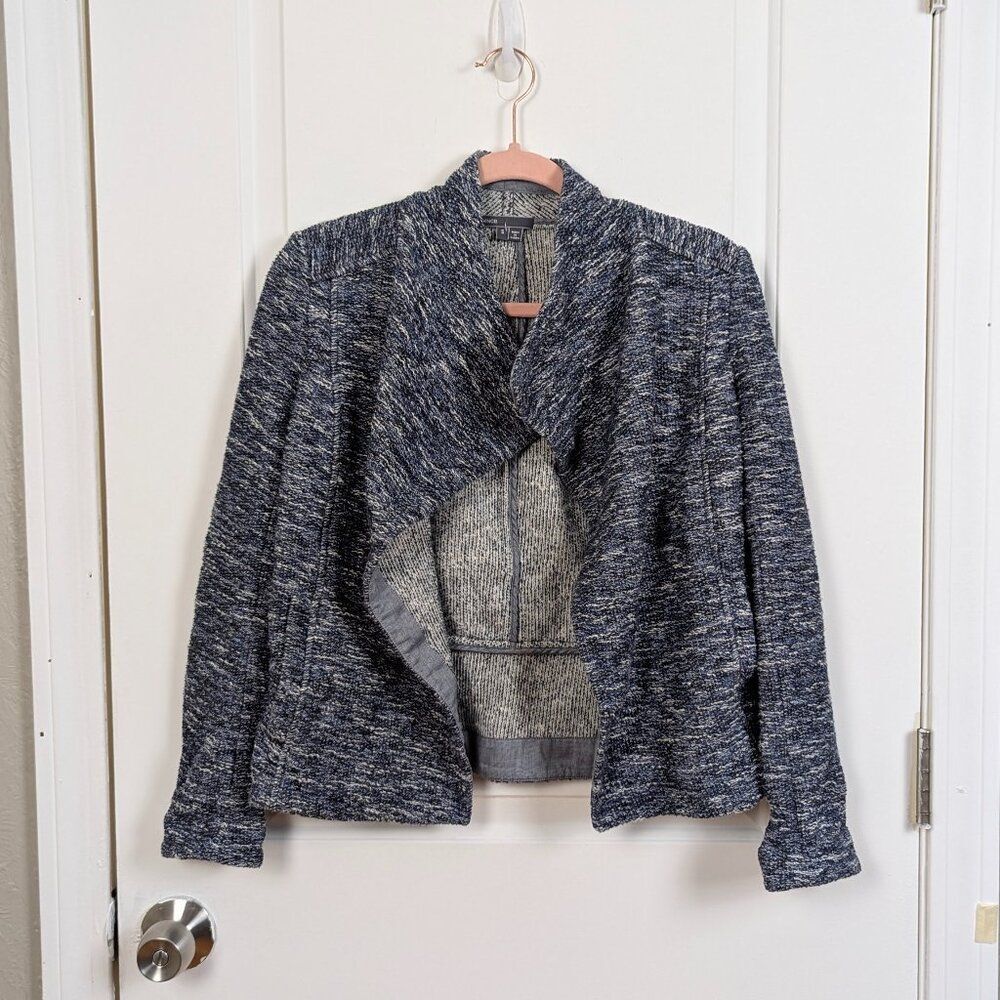 Vince | Gray Black Marled Knit Drape Open Front Jacket Size Small